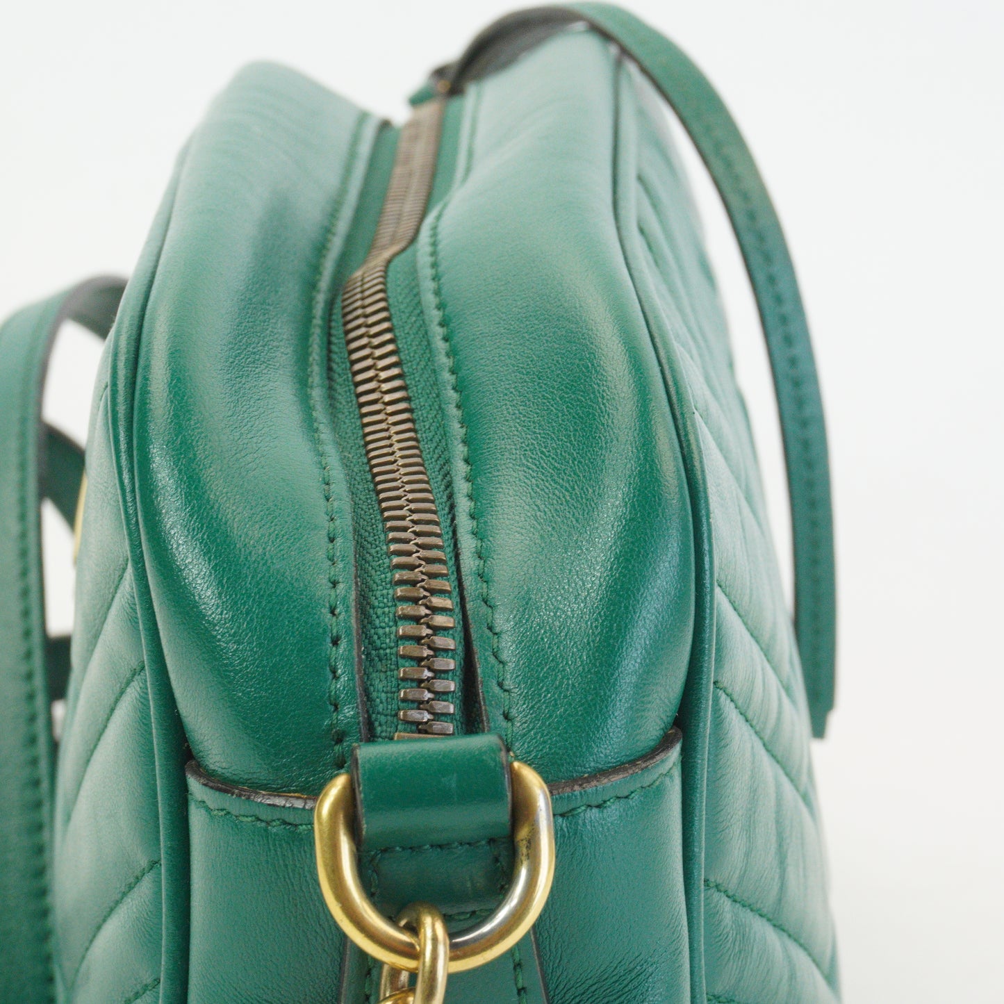 Gucci Marmont Matlasse Camera Bag Green Small GHW