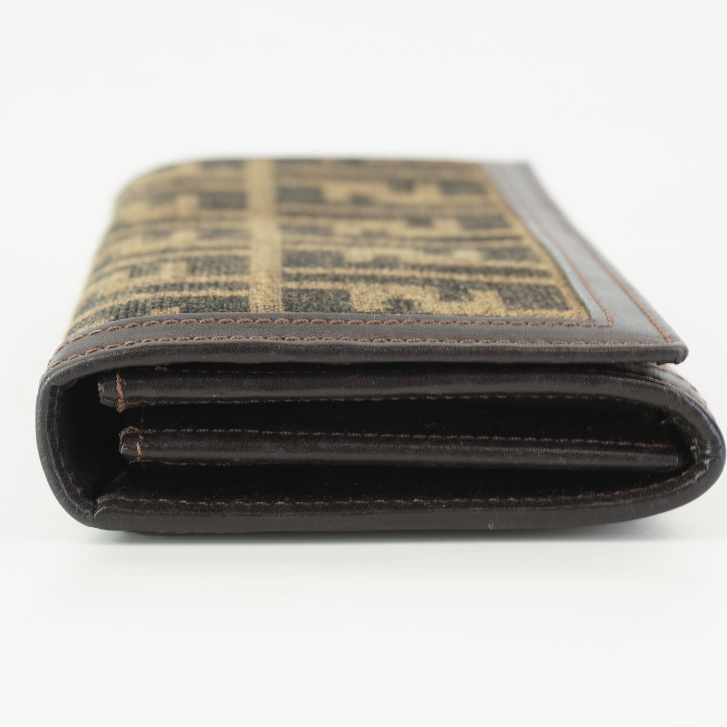Fendi Brown Zucca Canvass and Leather Long Bifold Wallet