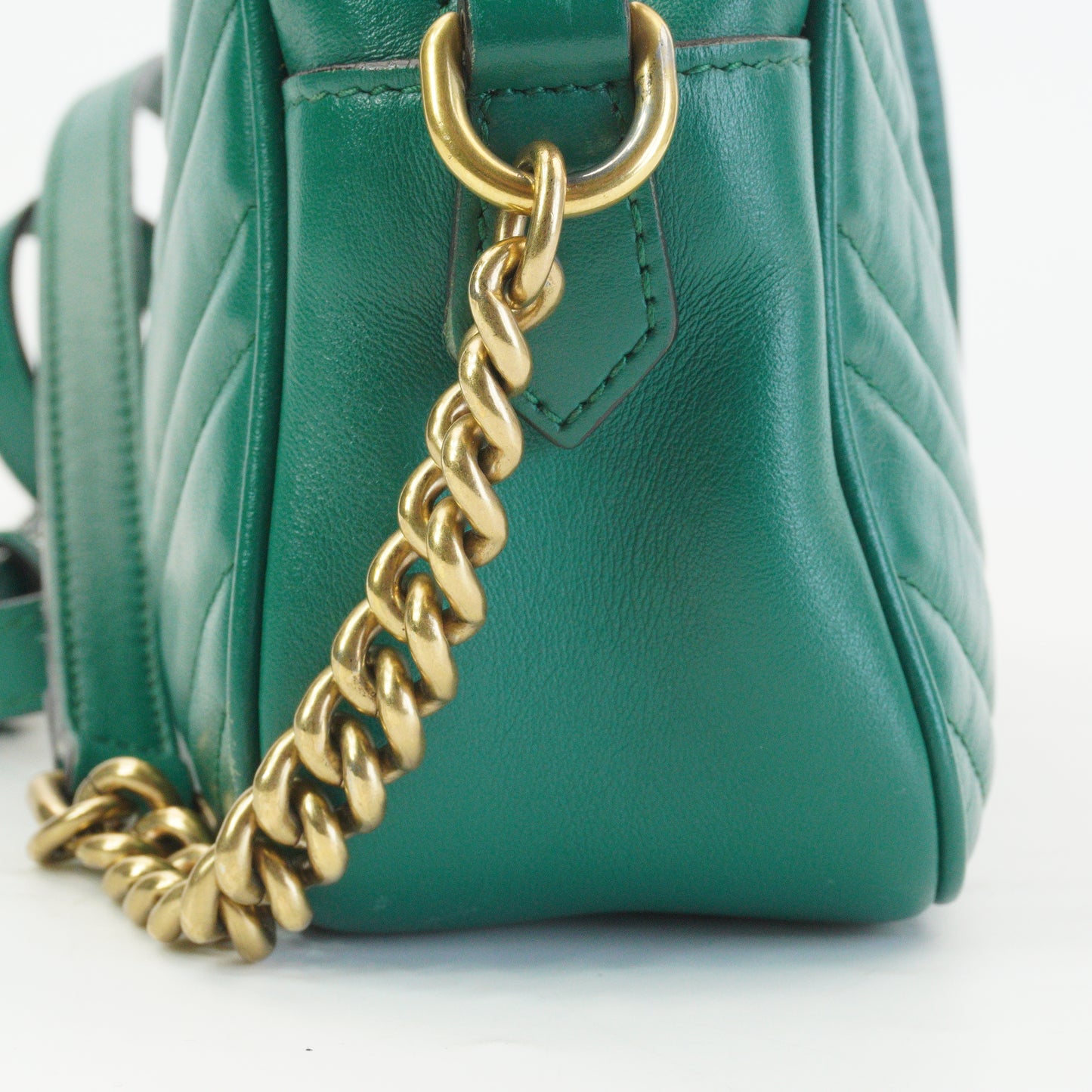 Gucci Marmont Matlasse Camera Bag Green Small GHW