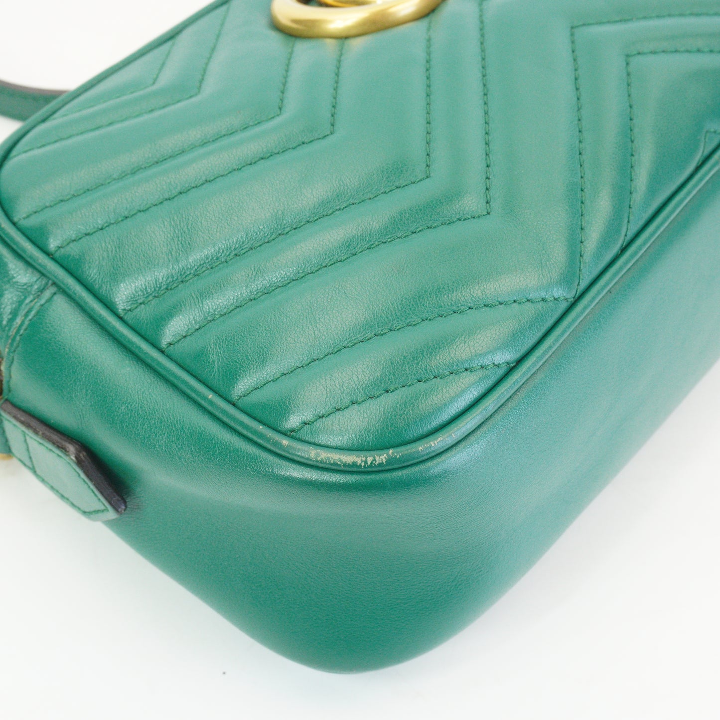 Gucci Marmont Matlasse Camera Bag Green Small GHW