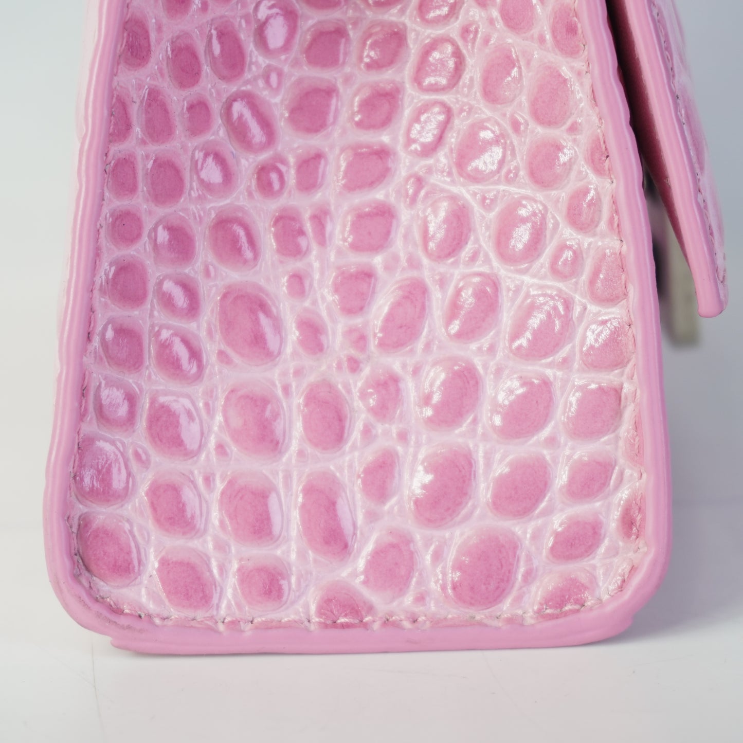 Balenciaga Hourglass Small Croc-embossed Baby Pink SHW