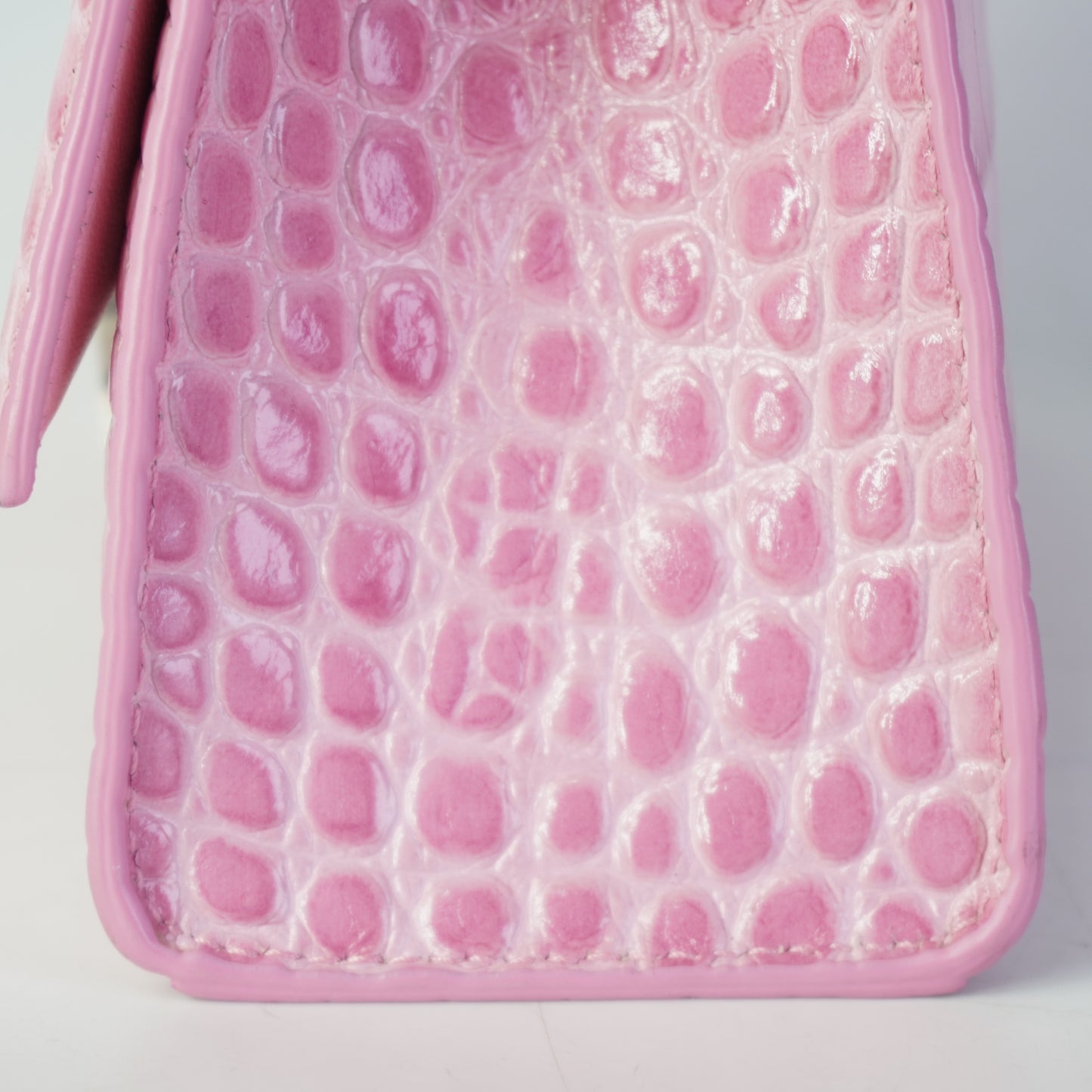 Balenciaga Hourglass Small Croc-embossed Baby Pink SHW