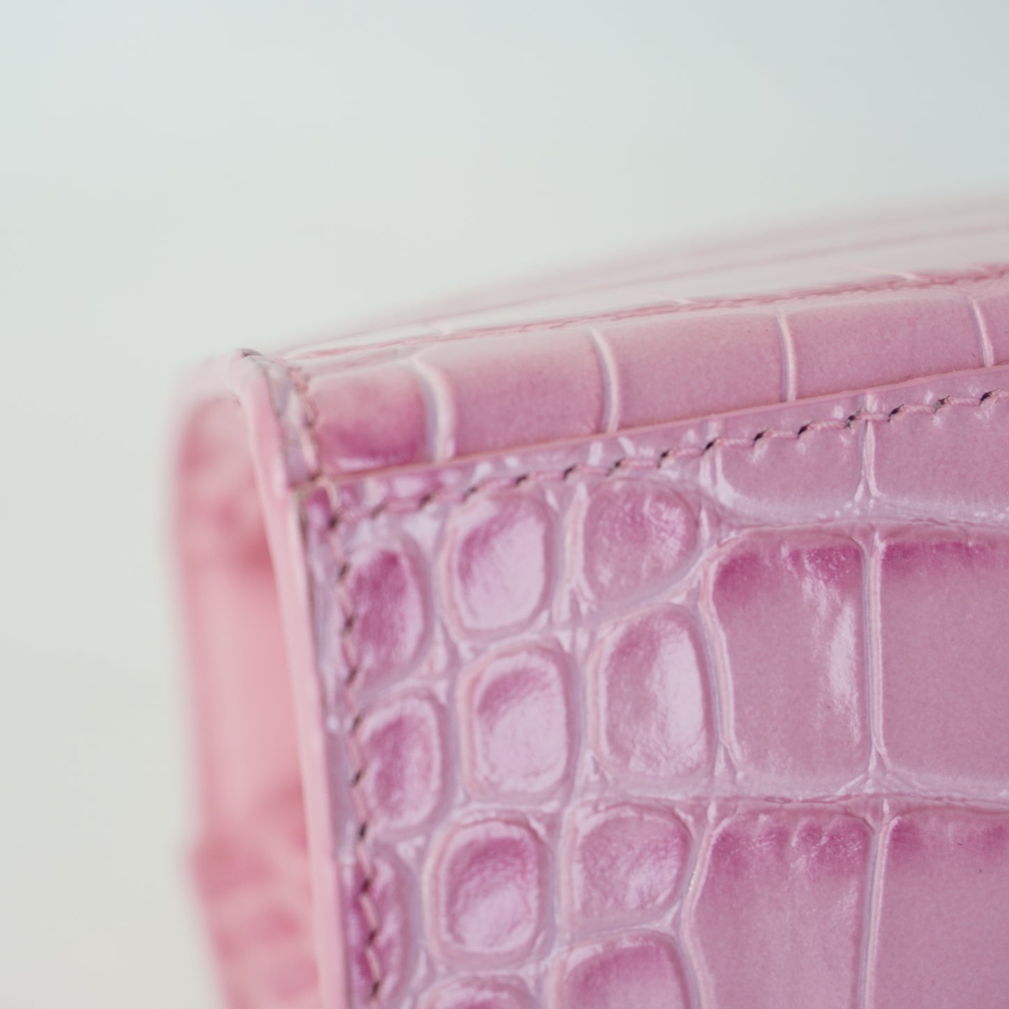 Balenciaga Hourglass Small Croc-embossed Baby Pink SHW
