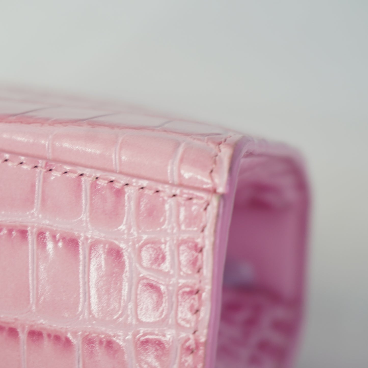 Balenciaga Hourglass Small Croc-embossed Baby Pink SHW