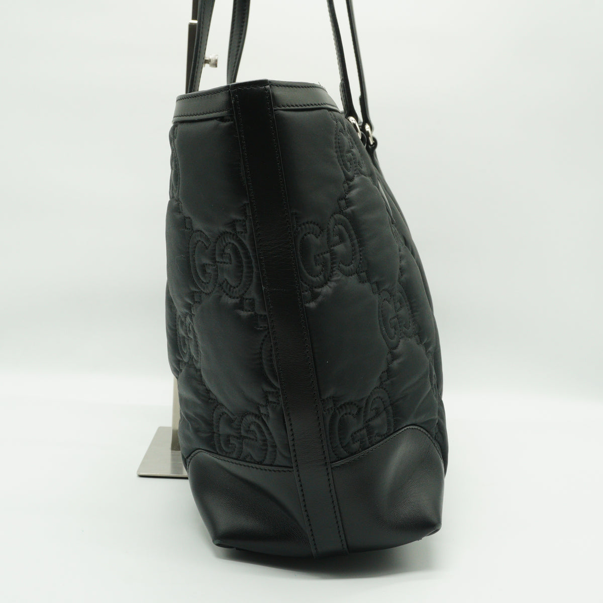Gucci Matelassé Nylon Medium Black Tote Bag SHW