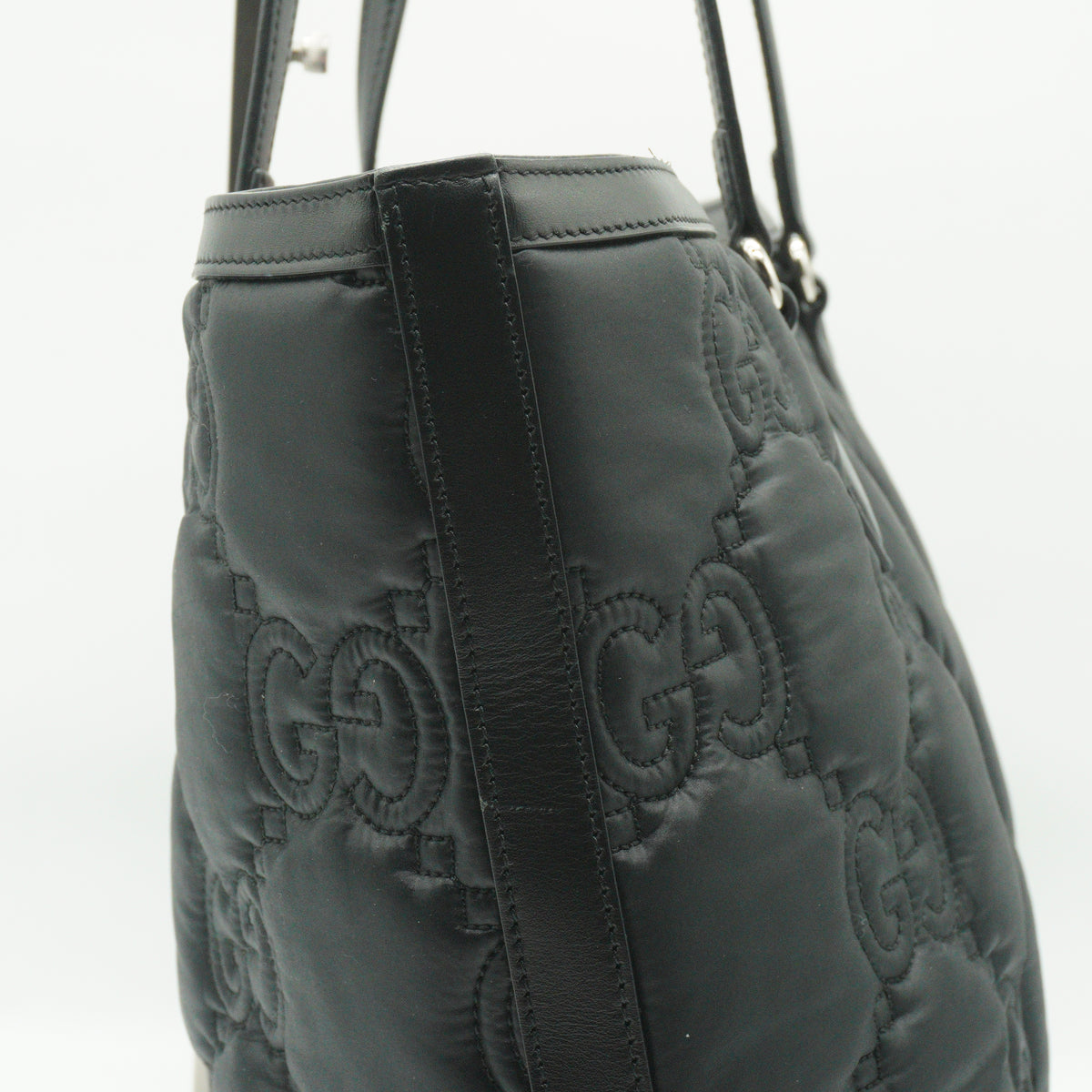 Gucci Matelassé Nylon Medium Black Tote Bag SHW