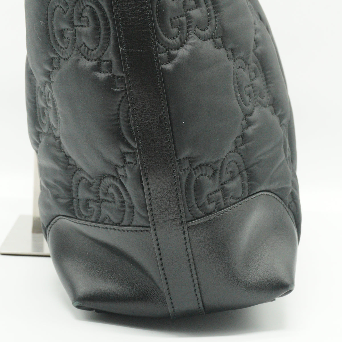 Gucci Matelassé Nylon Medium Black Tote Bag SHW