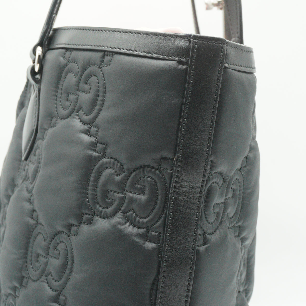 Gucci Matelassé Nylon Medium Black Tote Bag SHW