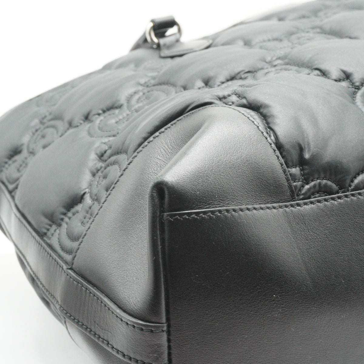 Gucci Matelassé Nylon Medium Black Tote Bag SHW