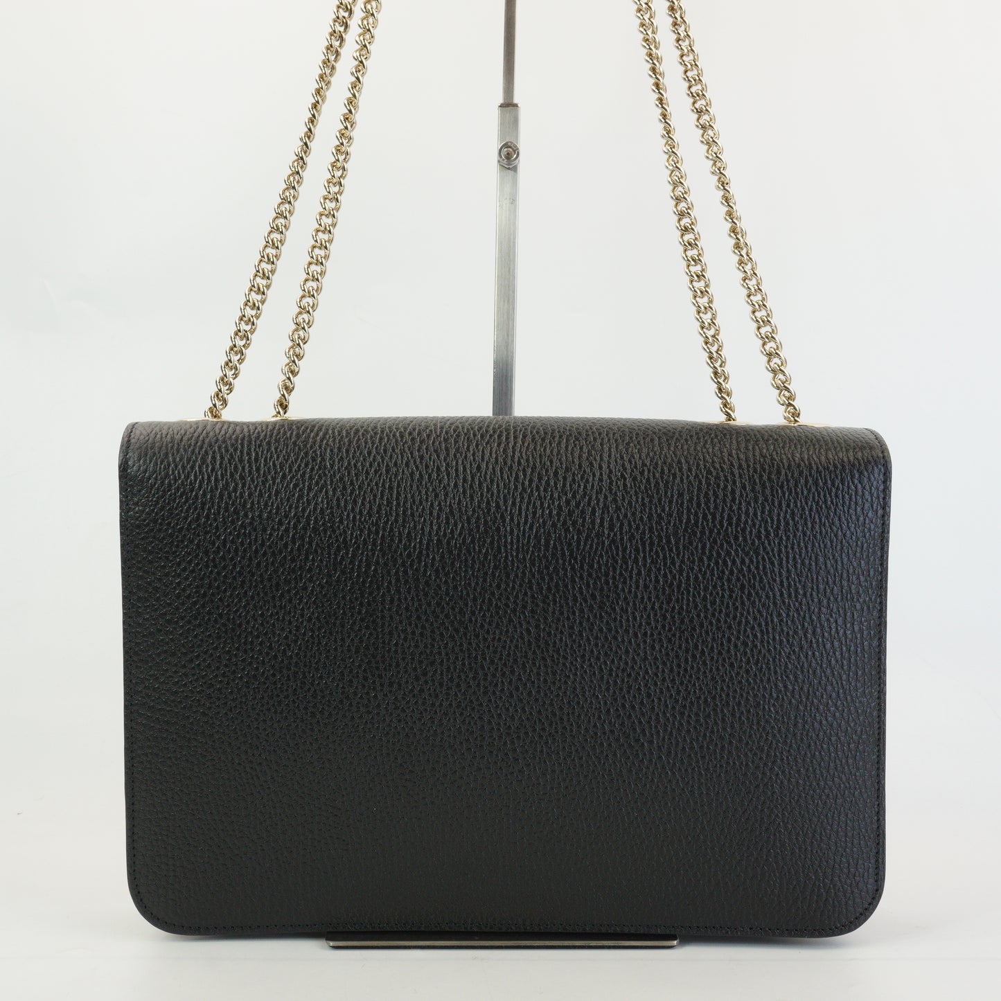 Gucci Interlocking G Chain Shoulder Bag Black SHW Medium