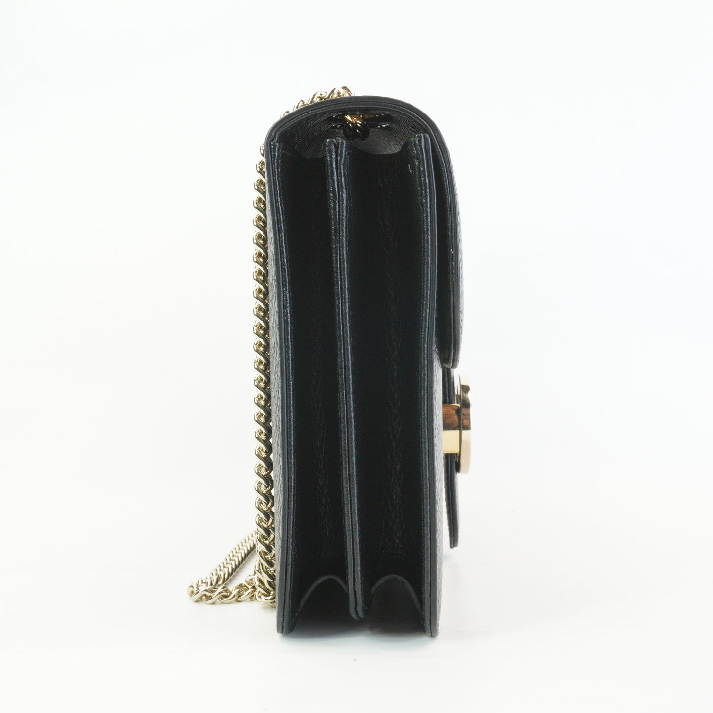 Gucci Interlocking G Chain Shoulder Bag Black SHW Medium