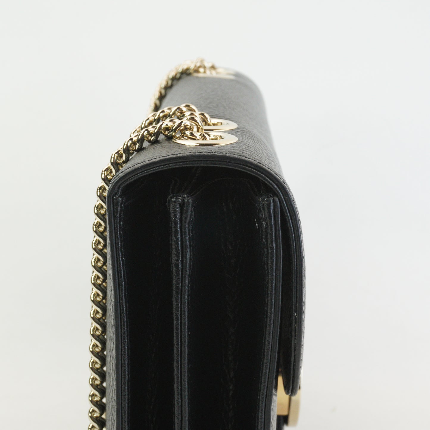 Gucci Interlocking G Chain Shoulder Bag Black SHW Medium
