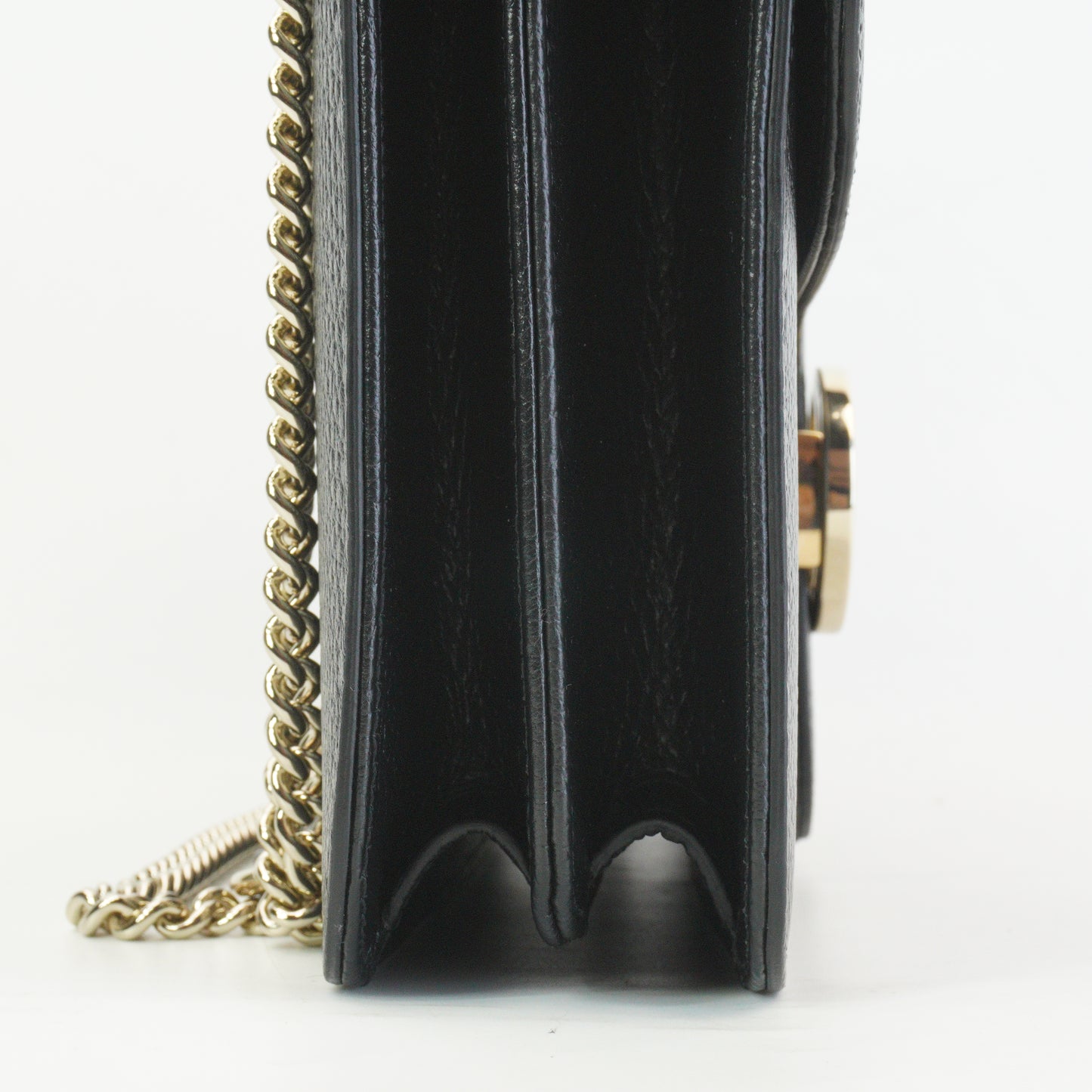 Gucci Interlocking G Chain Shoulder Bag Black SHW Medium