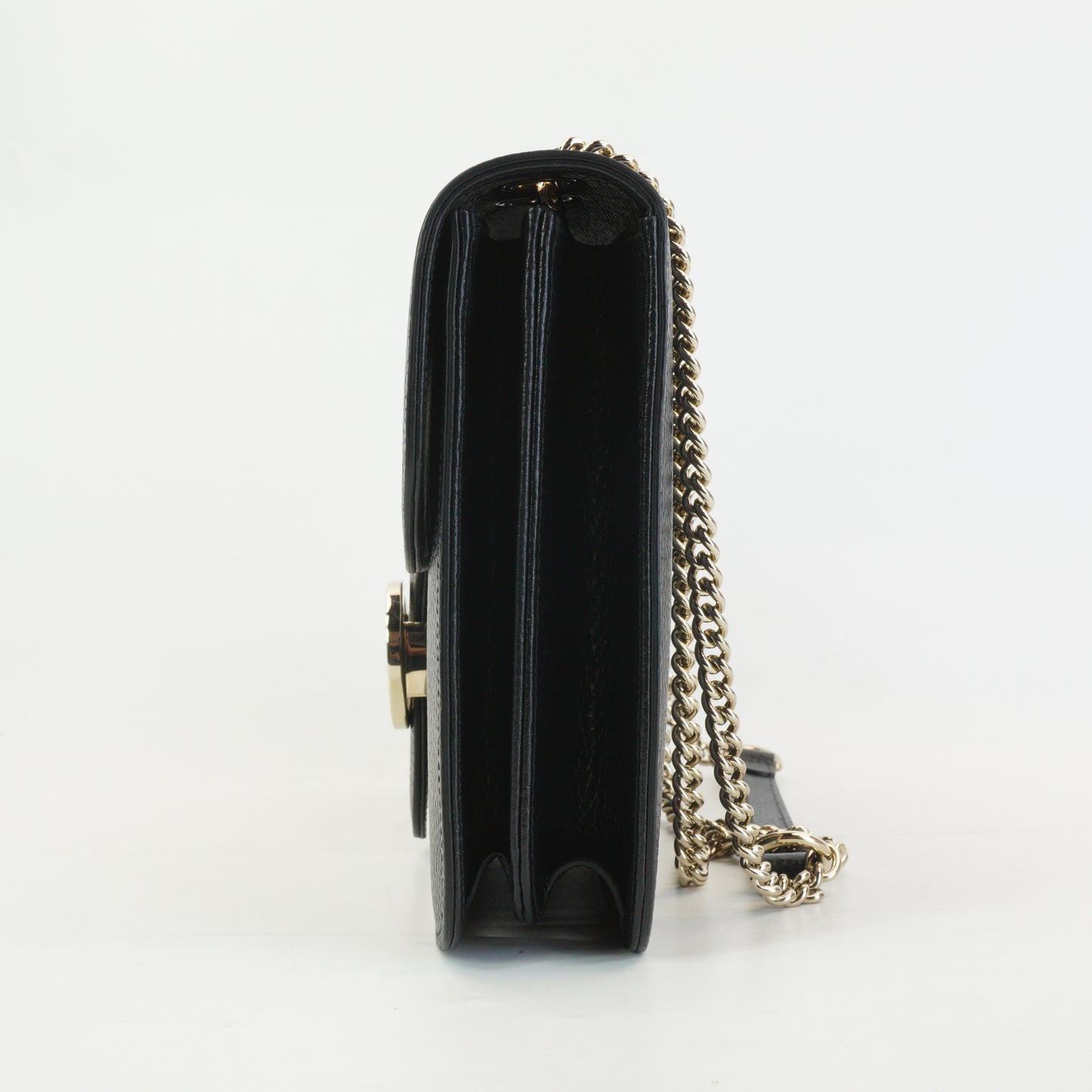 Gucci Interlocking G Chain Shoulder Bag Black SHW Medium