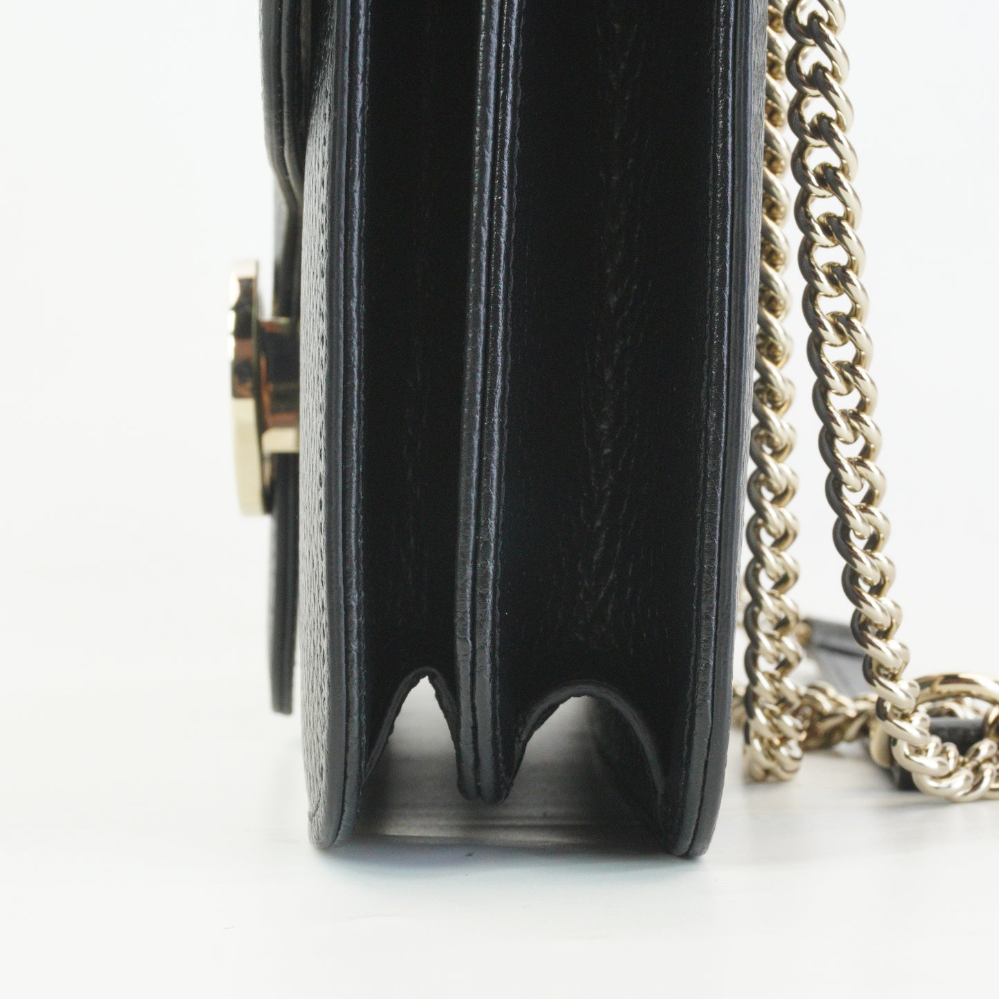 Gucci Interlocking G Chain Shoulder Bag Black SHW Medium