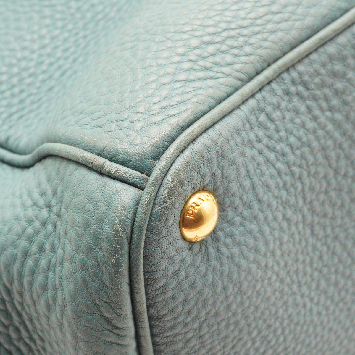Prada Vitello Daino Tote Bag Blue Large GHW