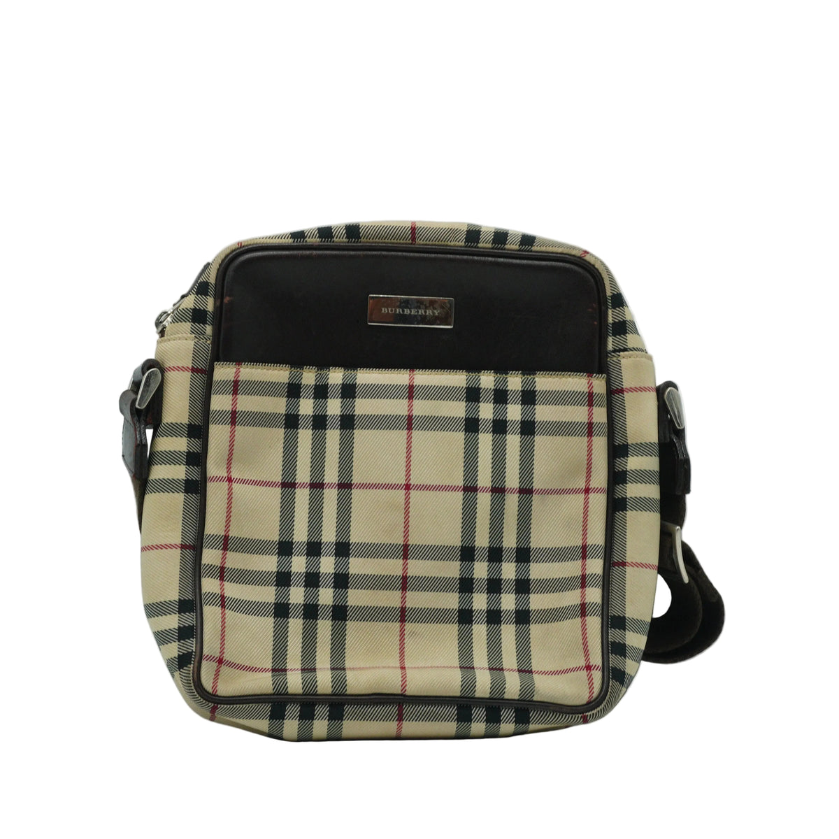 Burberry	Nova Check Canvas and Leather Crossbody Messenger Bag SHW