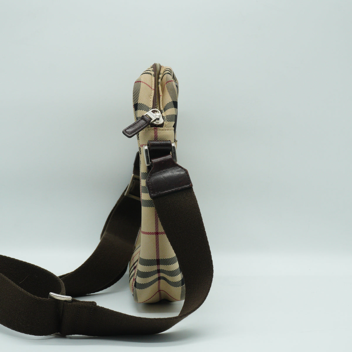 Burberry	Nova Check Canvas and Leather Crossbody Messenger Bag SHW