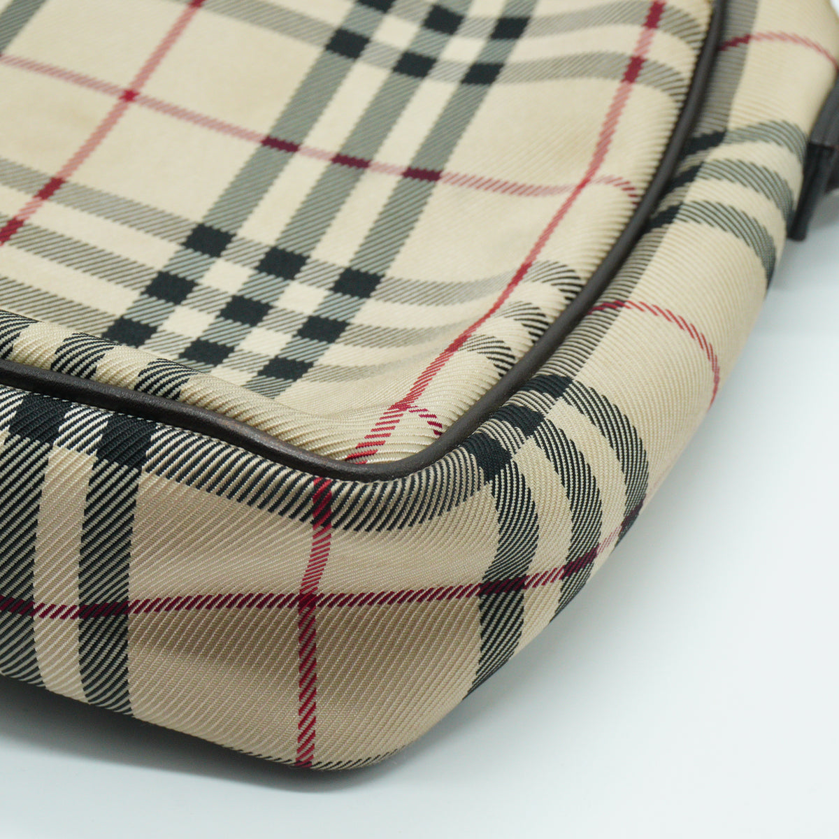Burberry	Nova Check Canvas and Leather Crossbody Messenger Bag SHW