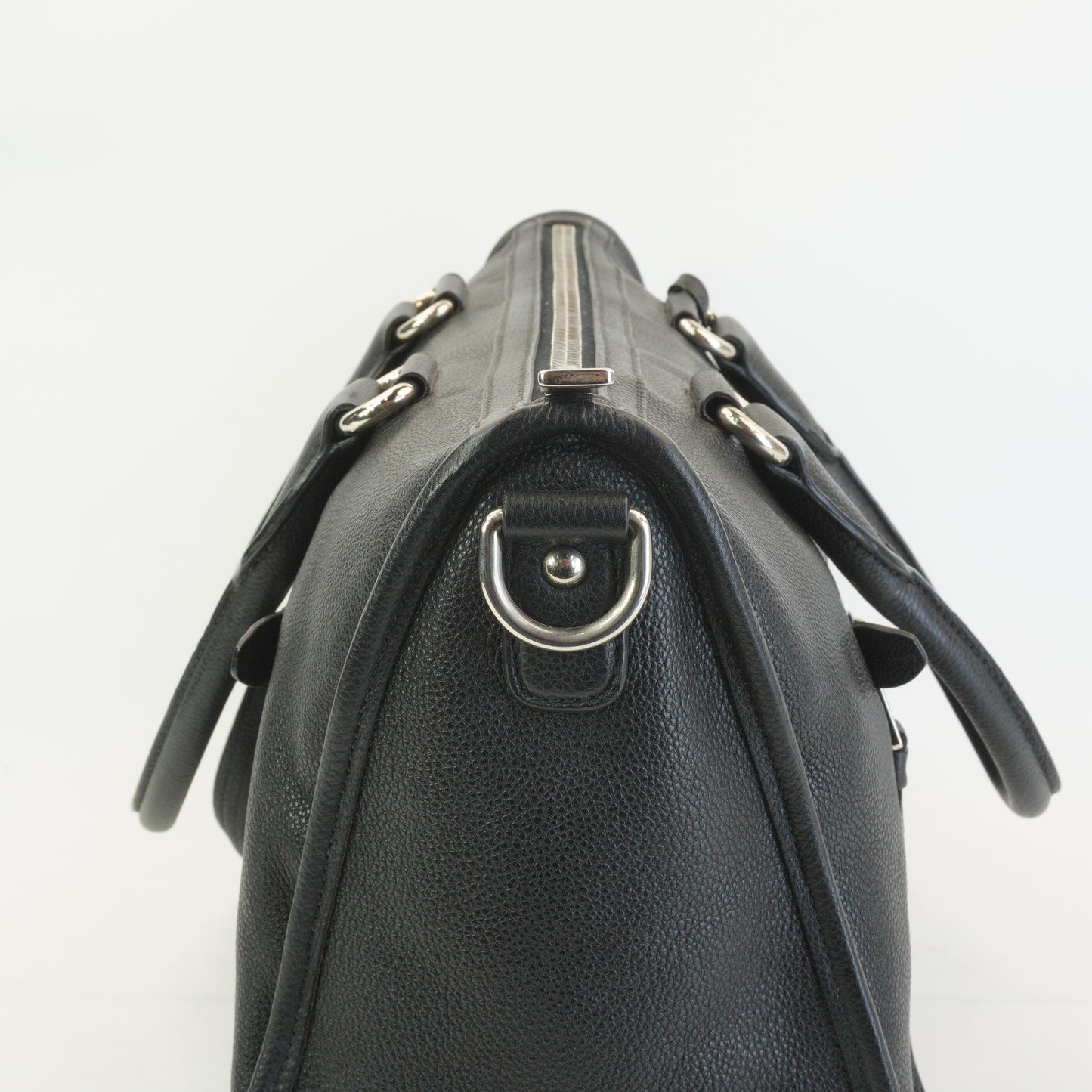 Prada Vitello Phenix Black Leather Zip Tote Bag SHW