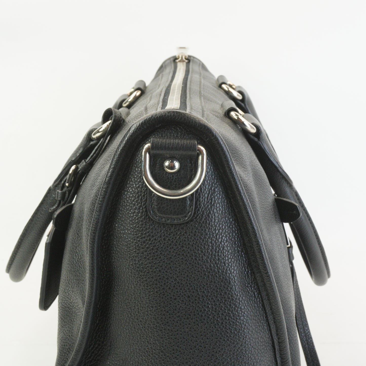 Prada Vitello Phenix Black Leather Zip Tote Bag SHW