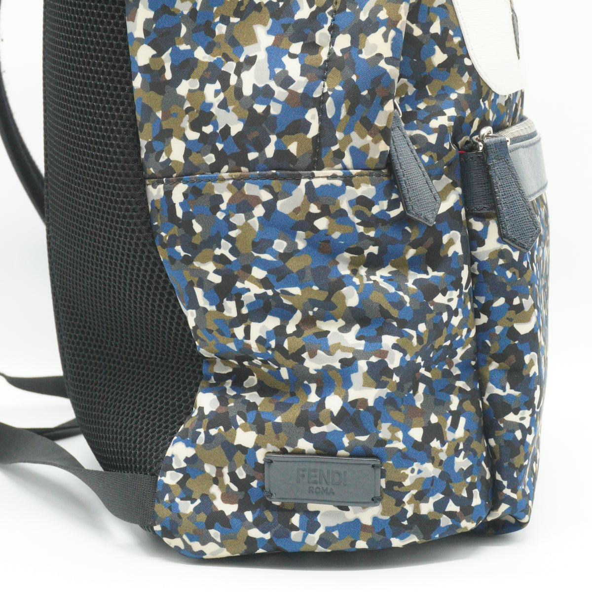Fendi Monster Eyes Blue and Green Camouflage Large Backpack