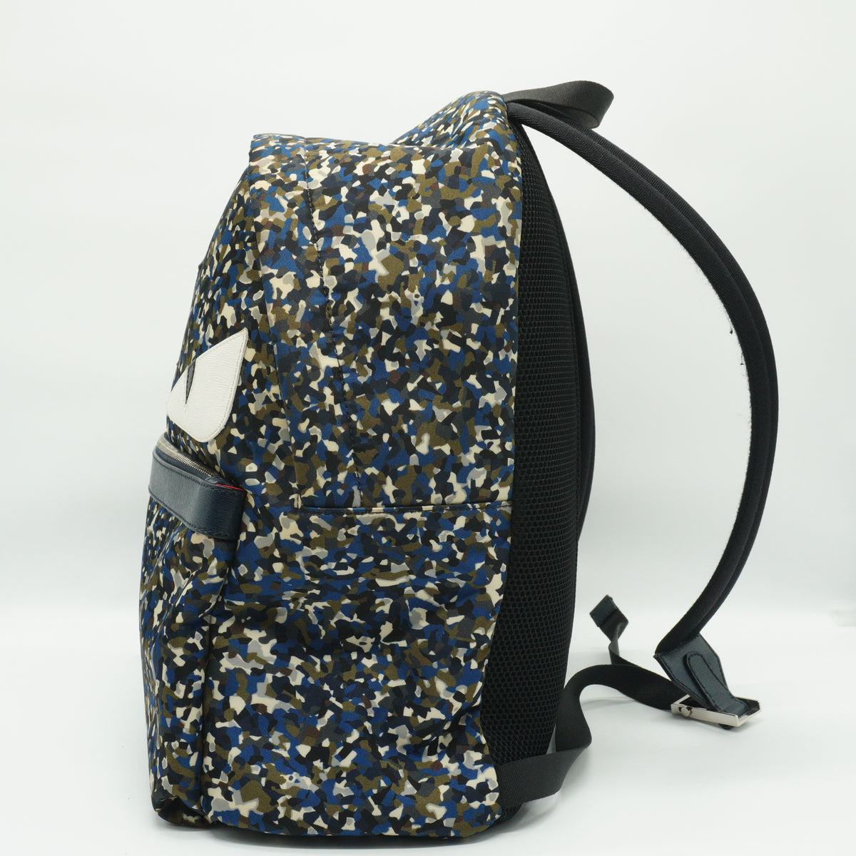 Fendi Monster Eyes Blue and Green Camouflage Large Backpack