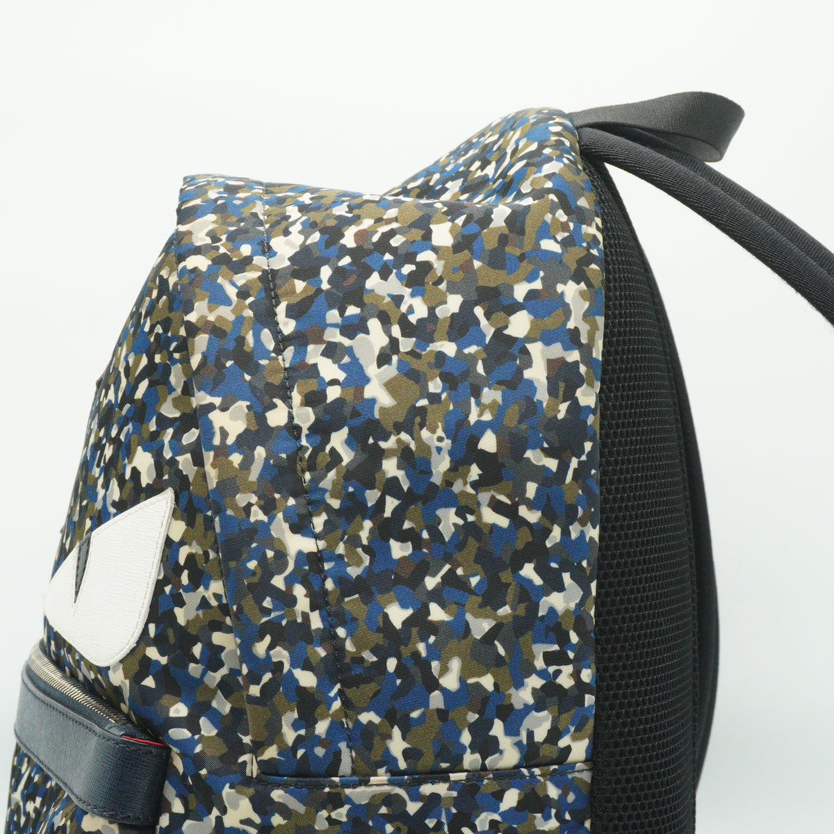Fendi Monster Eyes Blue and Green Camouflage Large Backpack