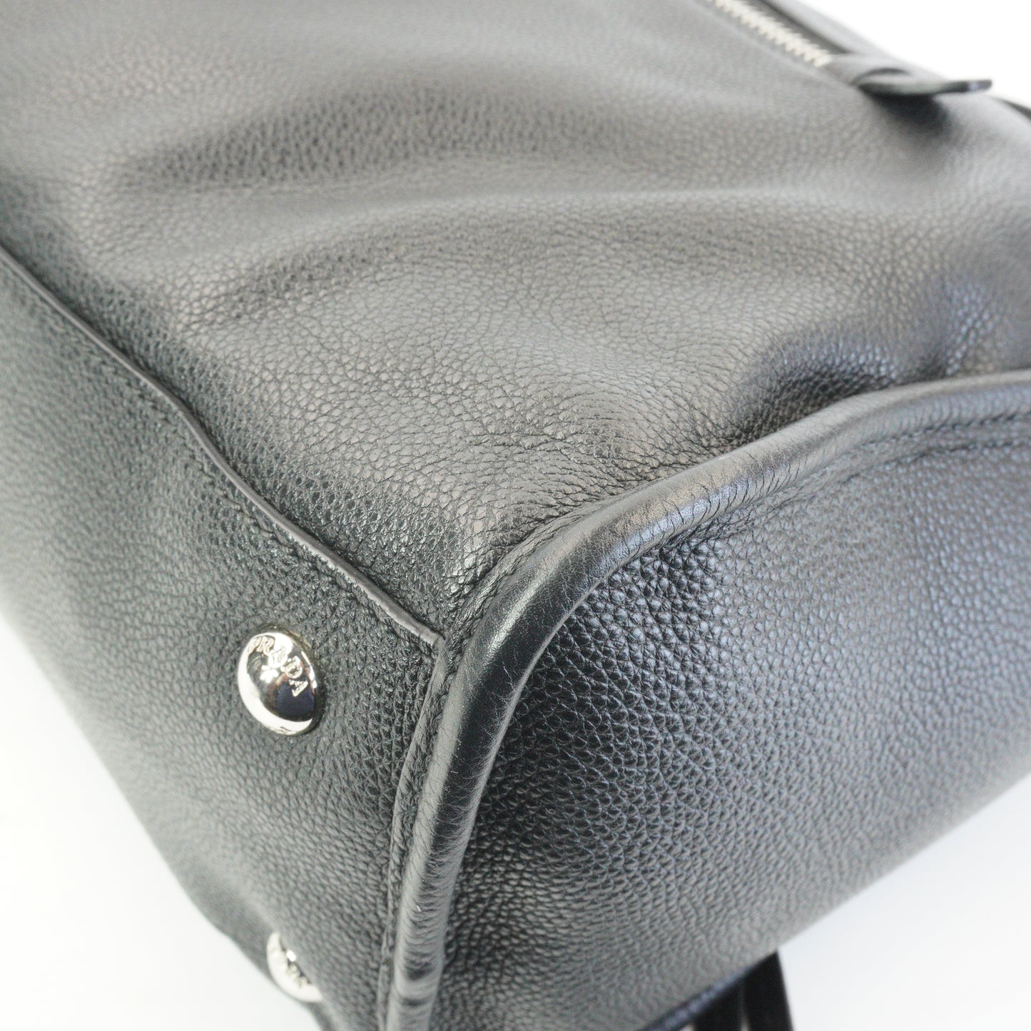 Prada Vitello Phenix Black Leather Zip Tote Bag SHW