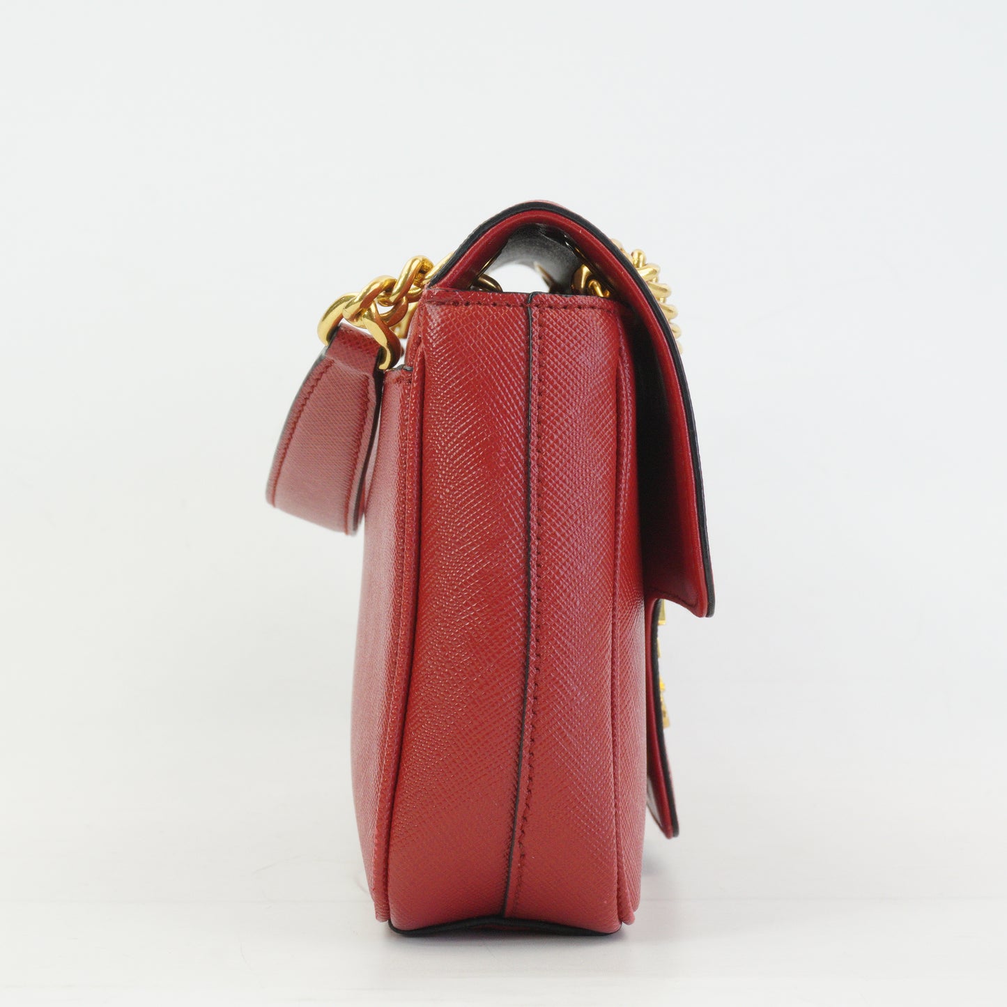 Prada Patina Saffiano Chain Red GHW Small