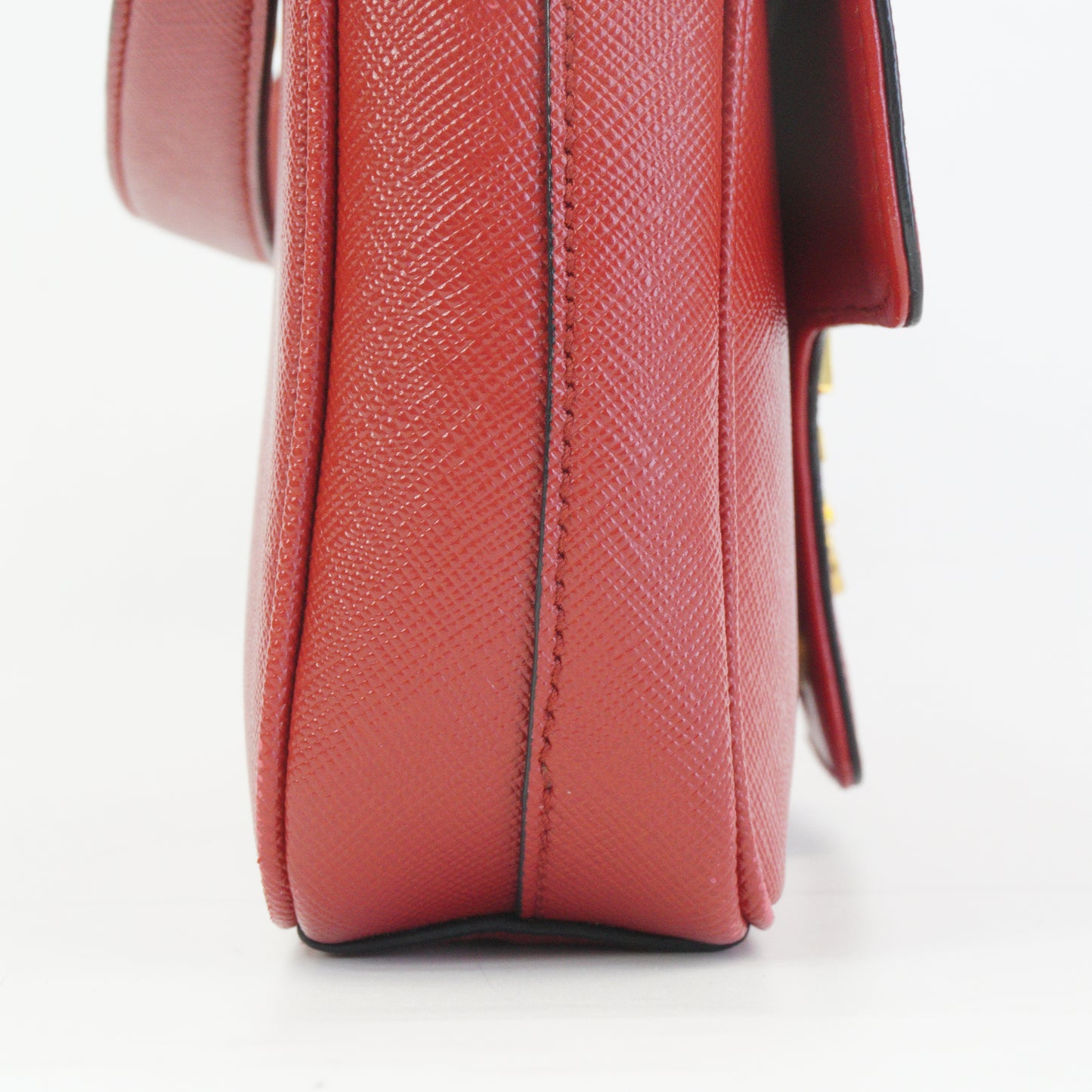 Prada Patina Saffiano Chain Red GHW Small
