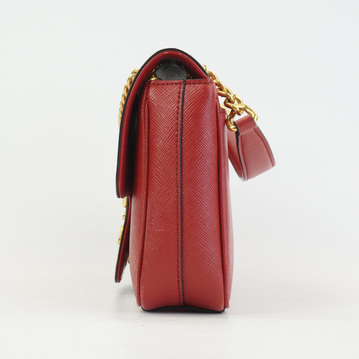 Prada Patina Saffiano Chain Red GHW Small