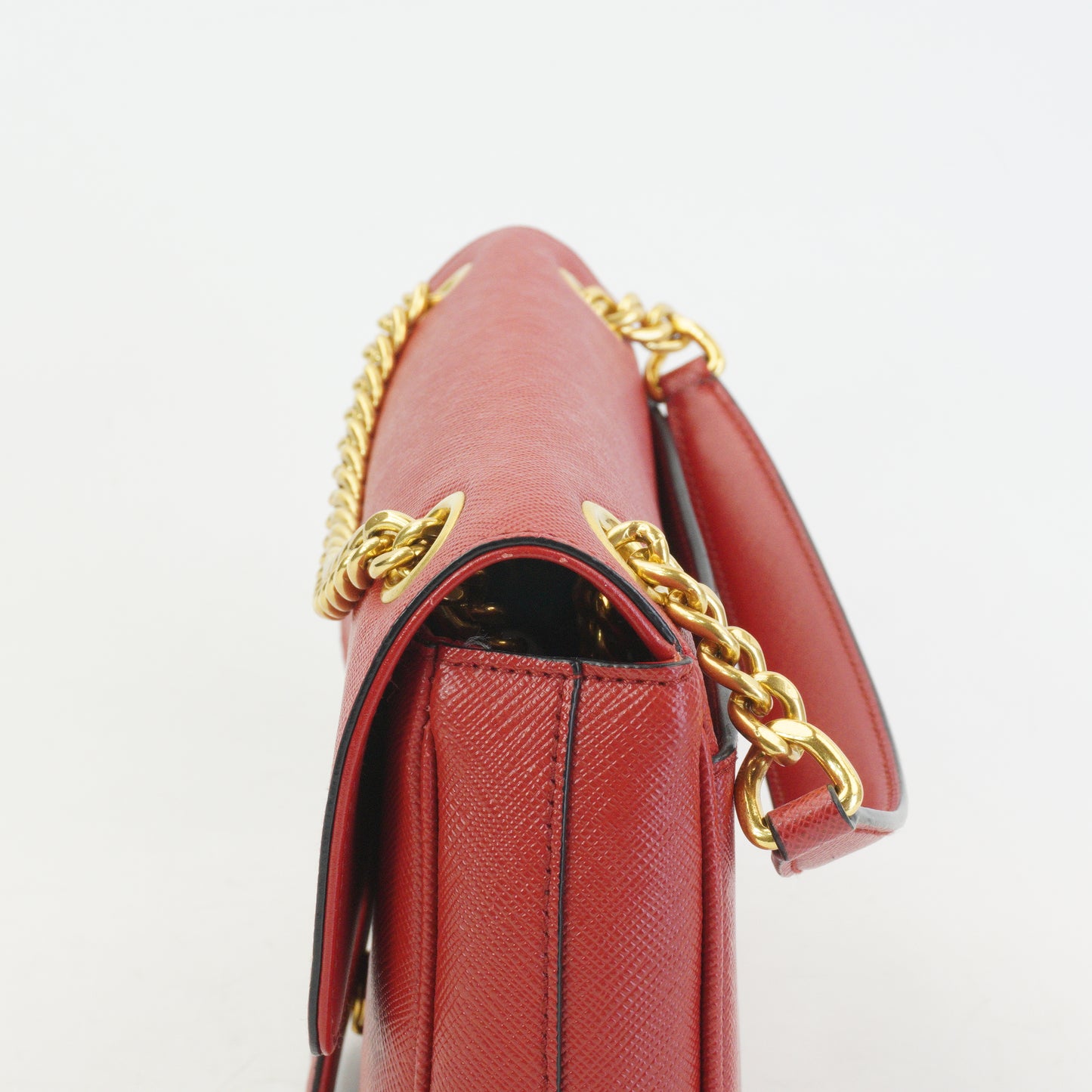 Prada Patina Saffiano Chain Red GHW Small