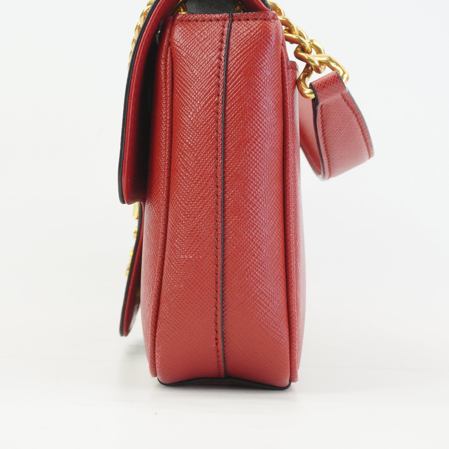 Prada Patina Saffiano Chain Red GHW Small