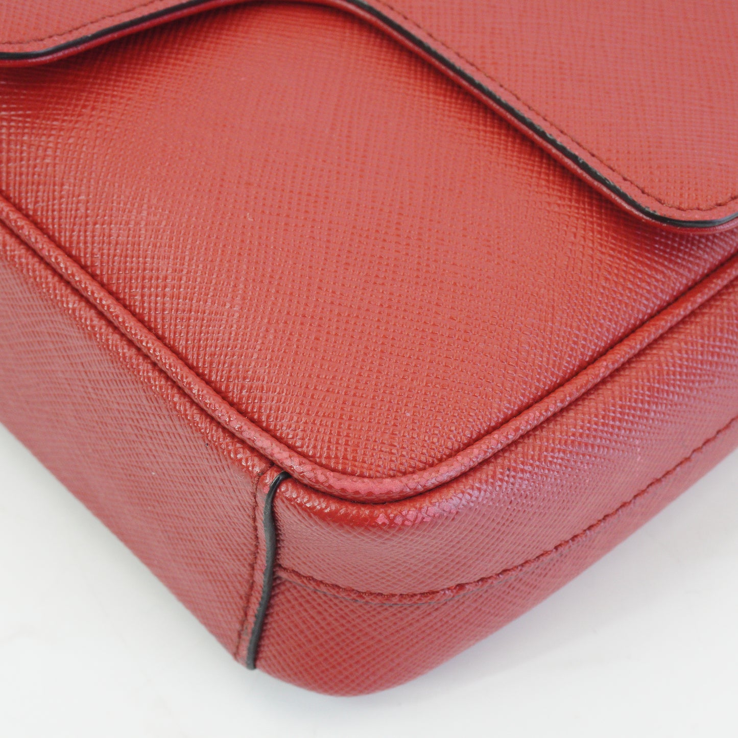 Prada Patina Saffiano Chain Red GHW Small