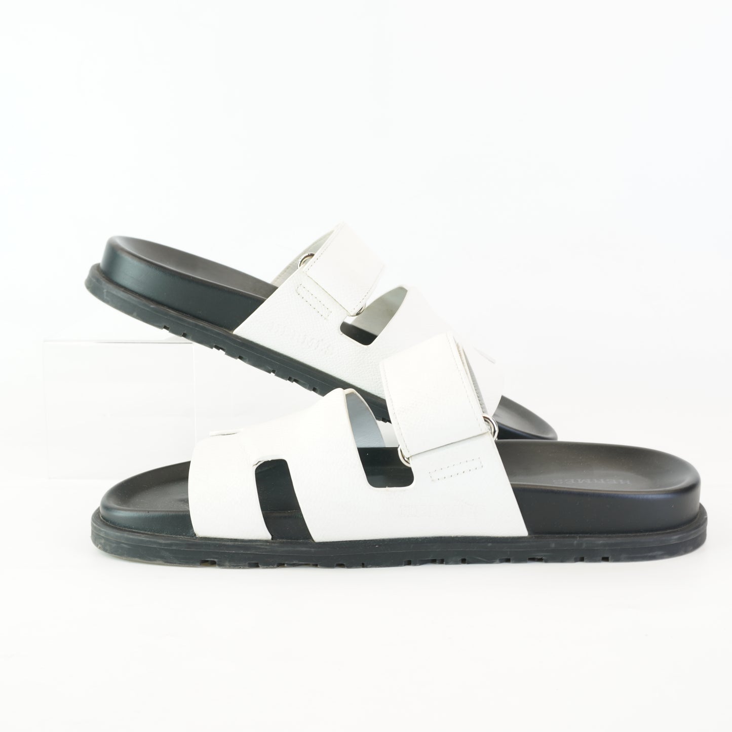 Hermes Chypre Sandals Black&White size 39