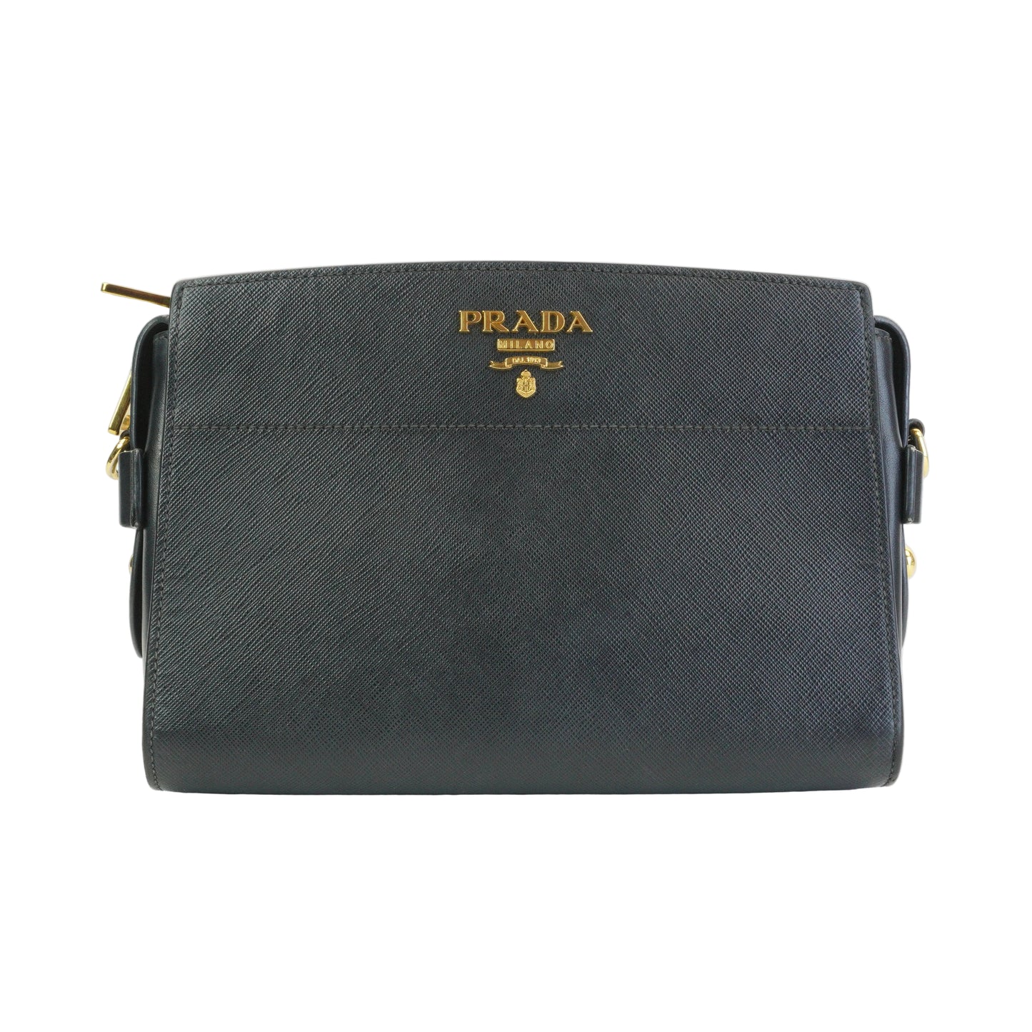 Prada Esplanade Saffiano Crossbody Bag Black GHW Small