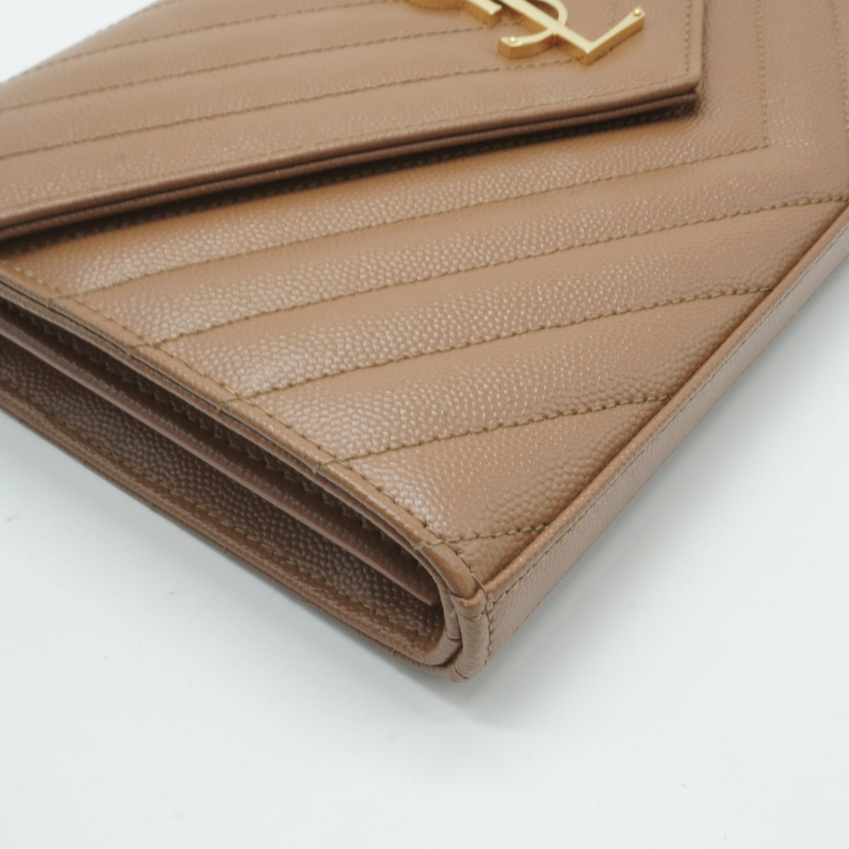 YSL	Cassandre envelope WOC Dark Caramel Small GHW