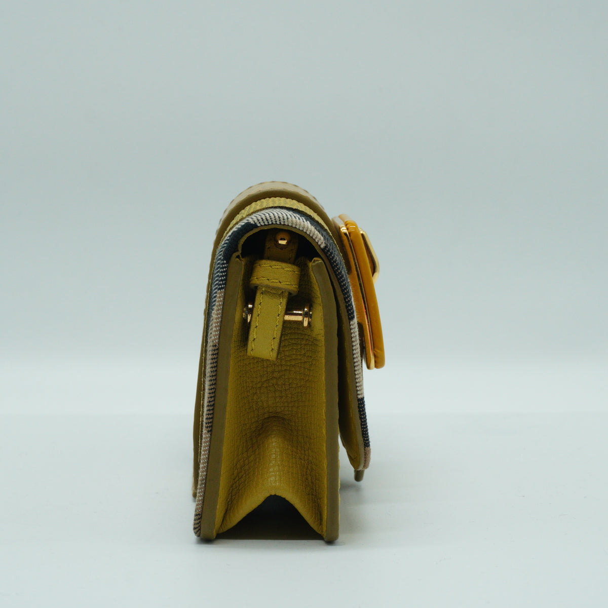 Burberry	House Check Madison Buckle Mini Leather Yellow GHW
