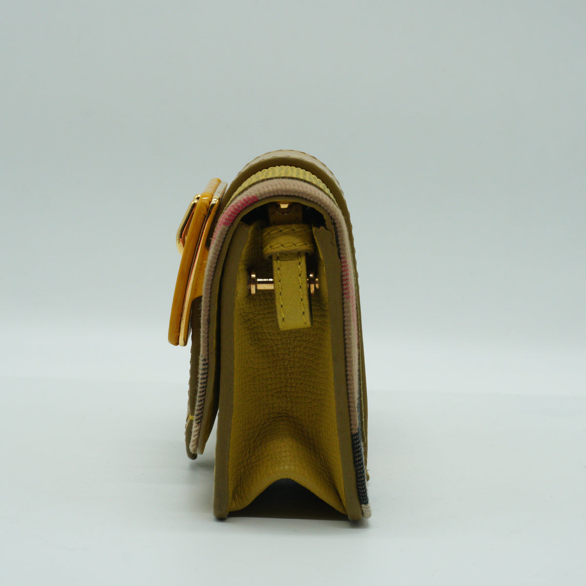Burberry	House Check Madison Buckle Mini Leather Yellow GHW