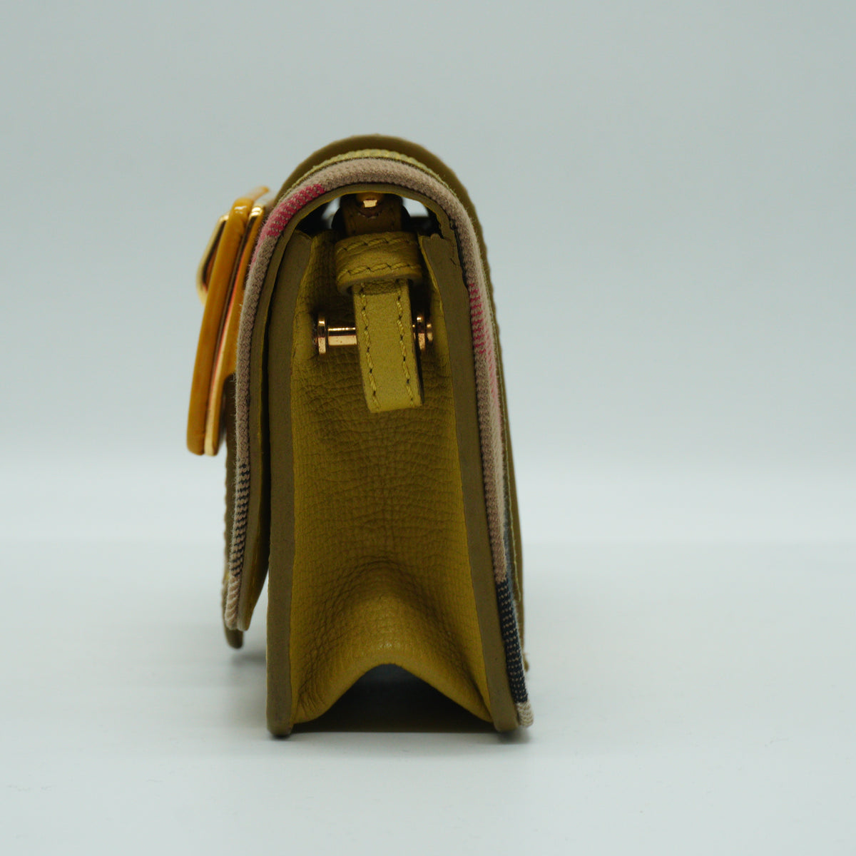 Burberry	House Check Madison Buckle Mini Leather Yellow GHW