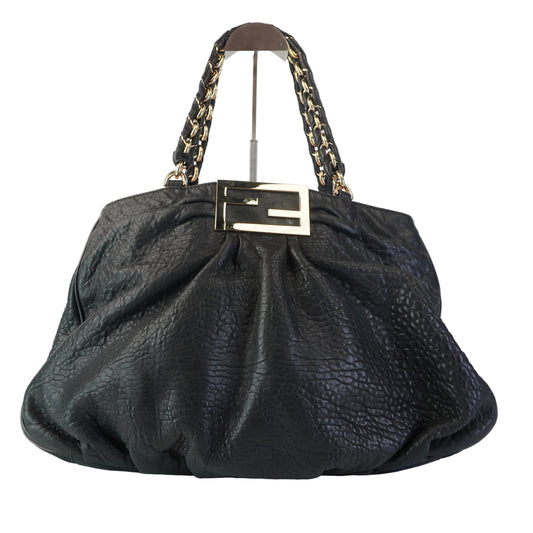 Fendi Mia Black hobo w/pale gold metal hardware