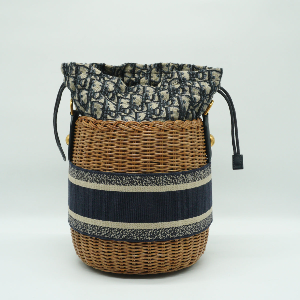 Dior	Wicker Oblique Jacquard Canvas Drawstring Bucket Bag GHW