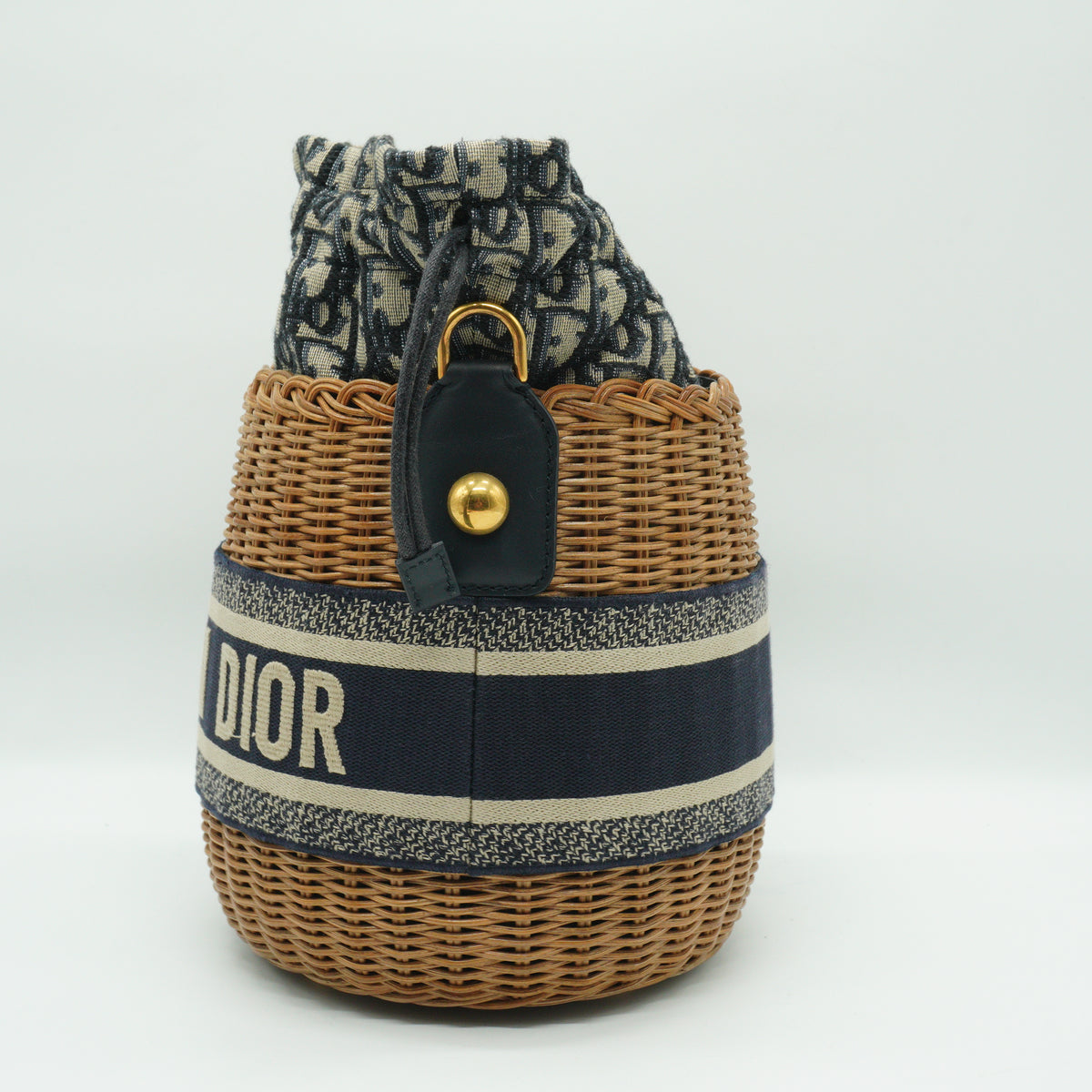 Dior	Wicker Oblique Jacquard Canvas Drawstring Bucket Bag GHW