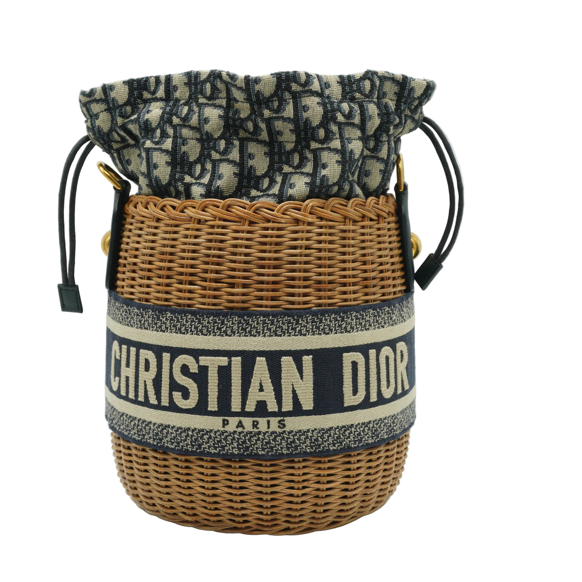 Dior	Wicker Oblique Jacquard Canvas Drawstring Bucket Bag GHW