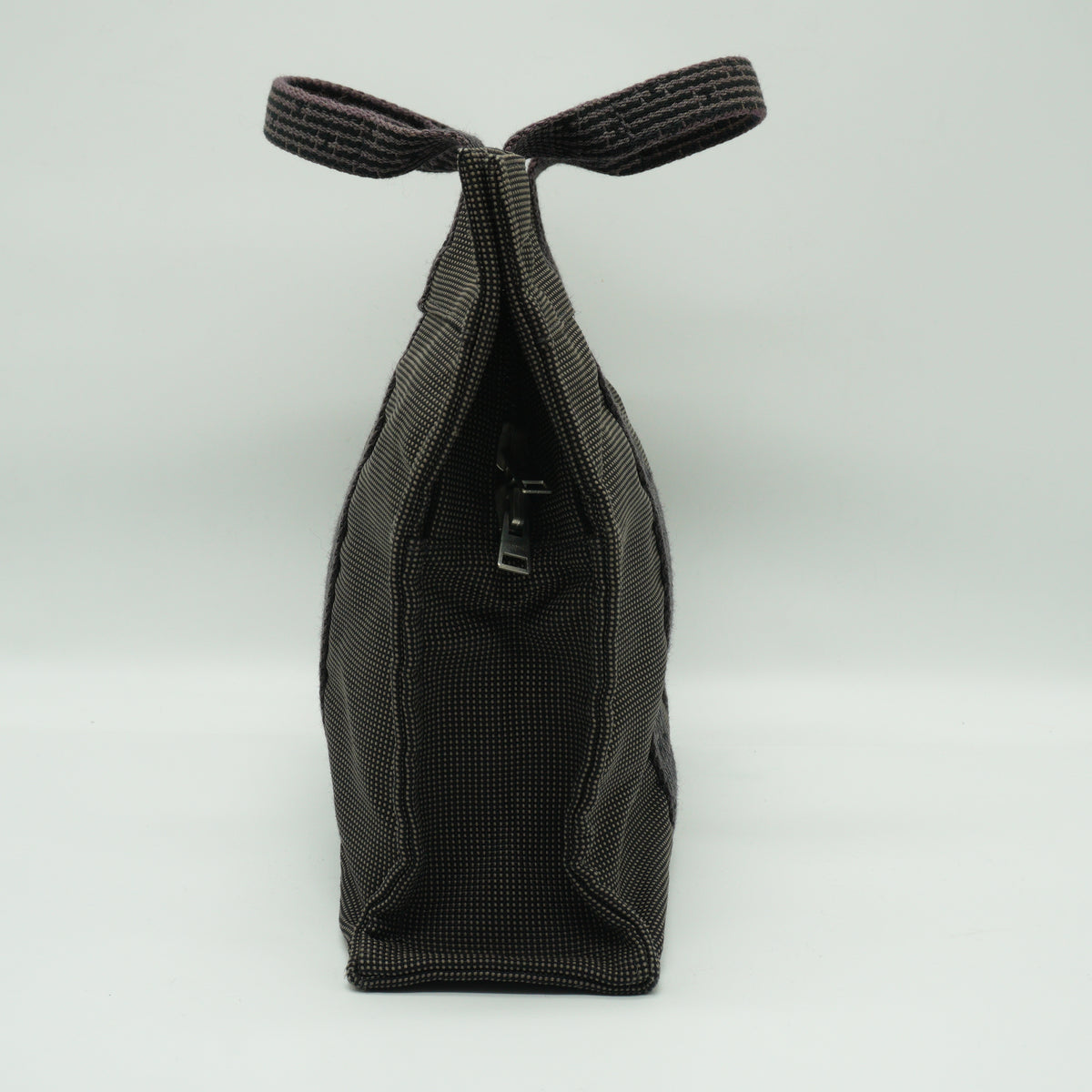 Hermes	Herline Small Canvas Tote Bag Black and Gray SHW