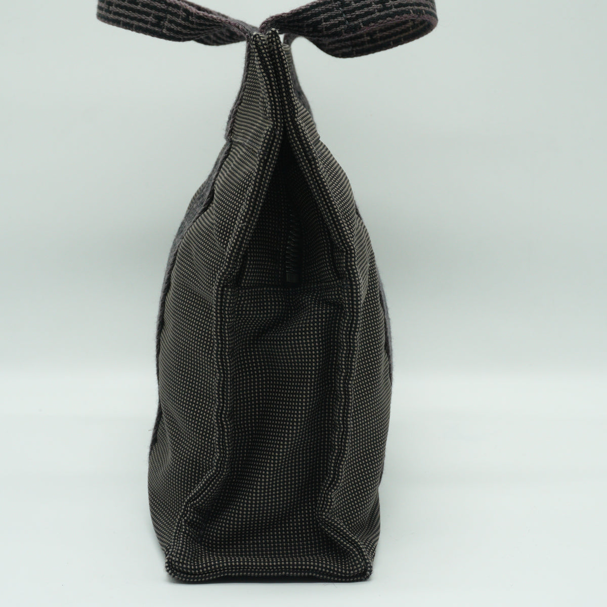 Hermes	Herline Small Canvas Tote Bag Black and Gray SHW