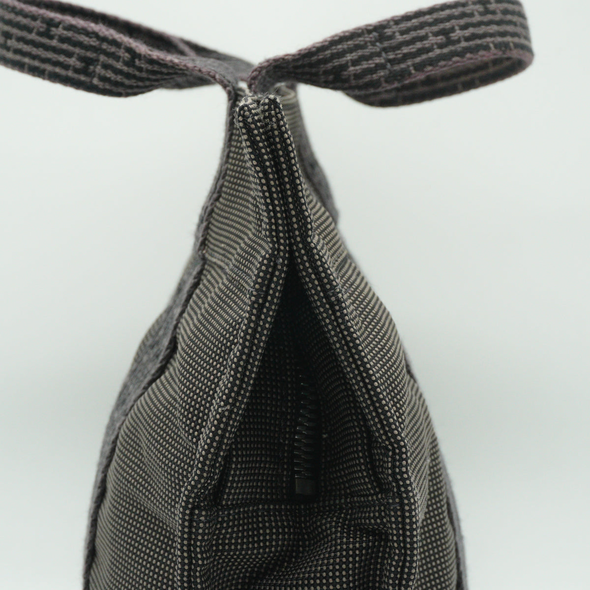 Hermes	Herline Small Canvas Tote Bag Black and Gray SHW