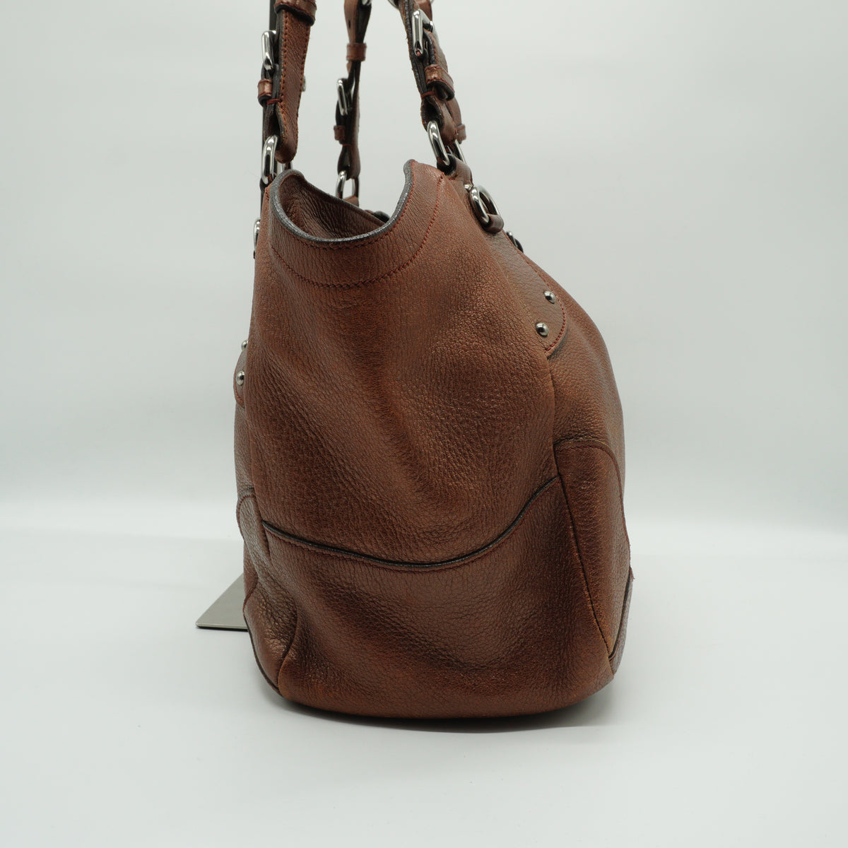 Prada Vitello Daino Medium Leather Satchel Metallic Bronze SHW