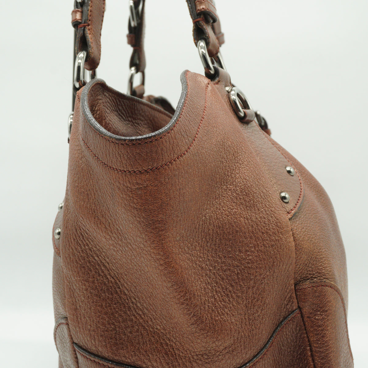 Prada Vitello Daino Medium Leather Satchel Metallic Bronze SHW